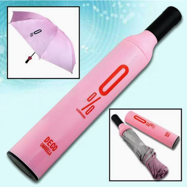 Ô dù gấp chống tia UV hình chai rượu di động 